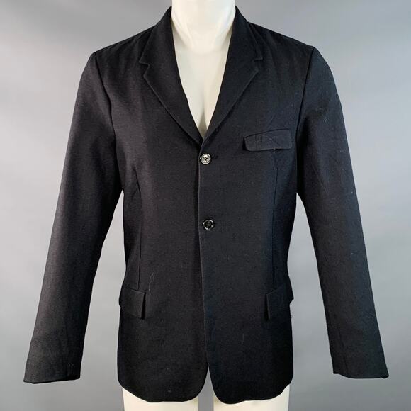 ARCHIVIO J.M.RIBOT Size M Black Wool Twill Single Breasted Buttoned Jacket - Picture 1 of 7
